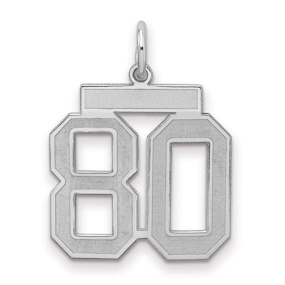 Sterling Silver/Rhodium-plated Satin Number 80 Charm