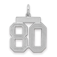 Sterling Silver/Rhodium-plated Satin Number 80 Charm