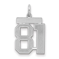 Sterling Silver/Rhodium-plated Satin Number 81 Charm