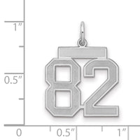 Sterling Silver/Rhodium-plated Satin Number 82 Charm