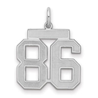 Sterling Silver/Rhodium-plated Satin Number 86 Charm