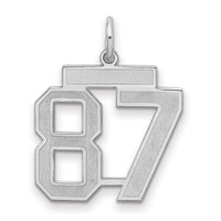 Sterling Silver/Rhodium-plated Satin Number 87 Charm