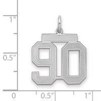 Sterling Silver/Rhodium-plated Satin Number 90 Charm