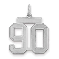 Sterling Silver/Rhodium-plated Satin Number 90 Charm