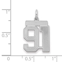 Sterling Silver/Rhodium-plated Satin Number 91 Charm