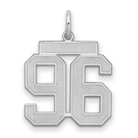 Sterling Silver/Rhodium-plated Satin Number 96 Charm
