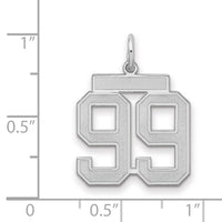 Sterling Silver/Rhodium-plated Satin Number 99 Charm