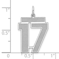 Sterling Silver/Rhodium-plated Satin Number 17 Charm