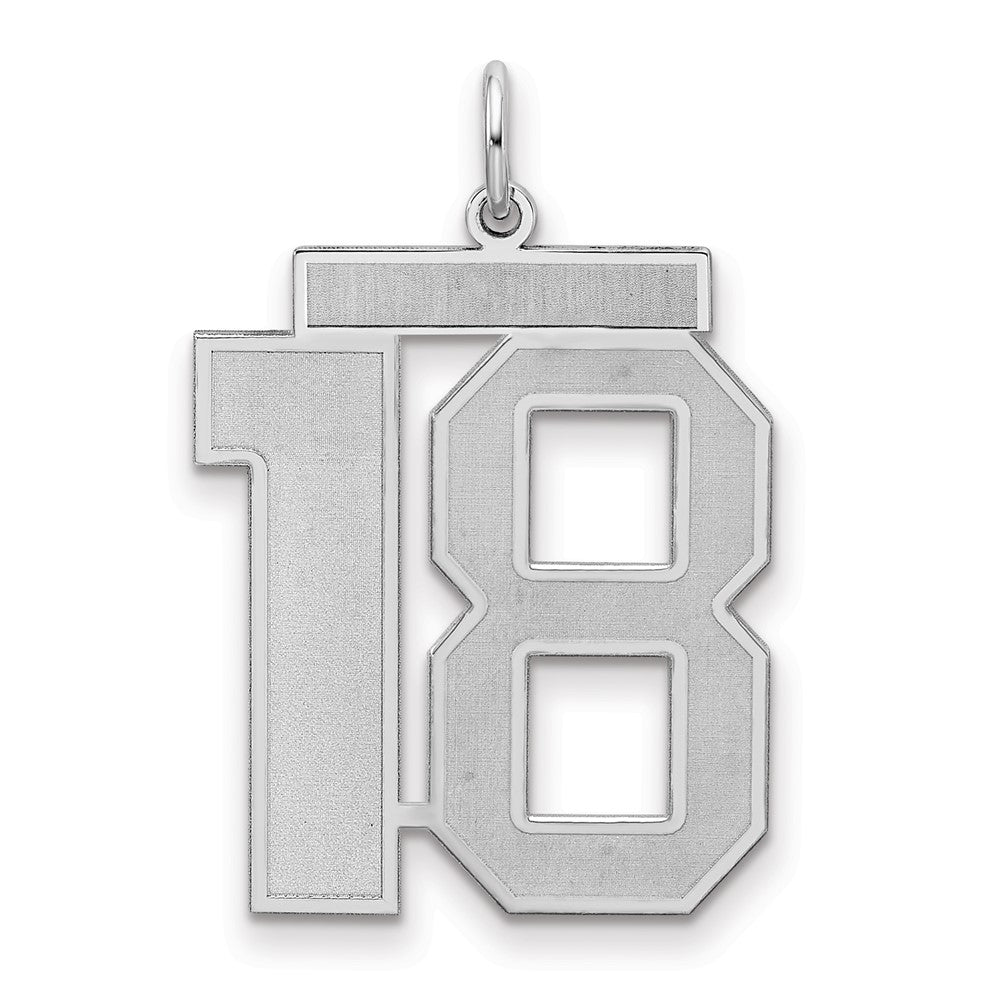 Sterling Silver/Rhodium-plated Satin Number 18 Charm