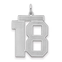 Sterling Silver/Rhodium-plated Satin Number 18 Charm