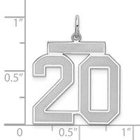 Sterling Silver/Rhodium-plated Satin Number 20 Charm