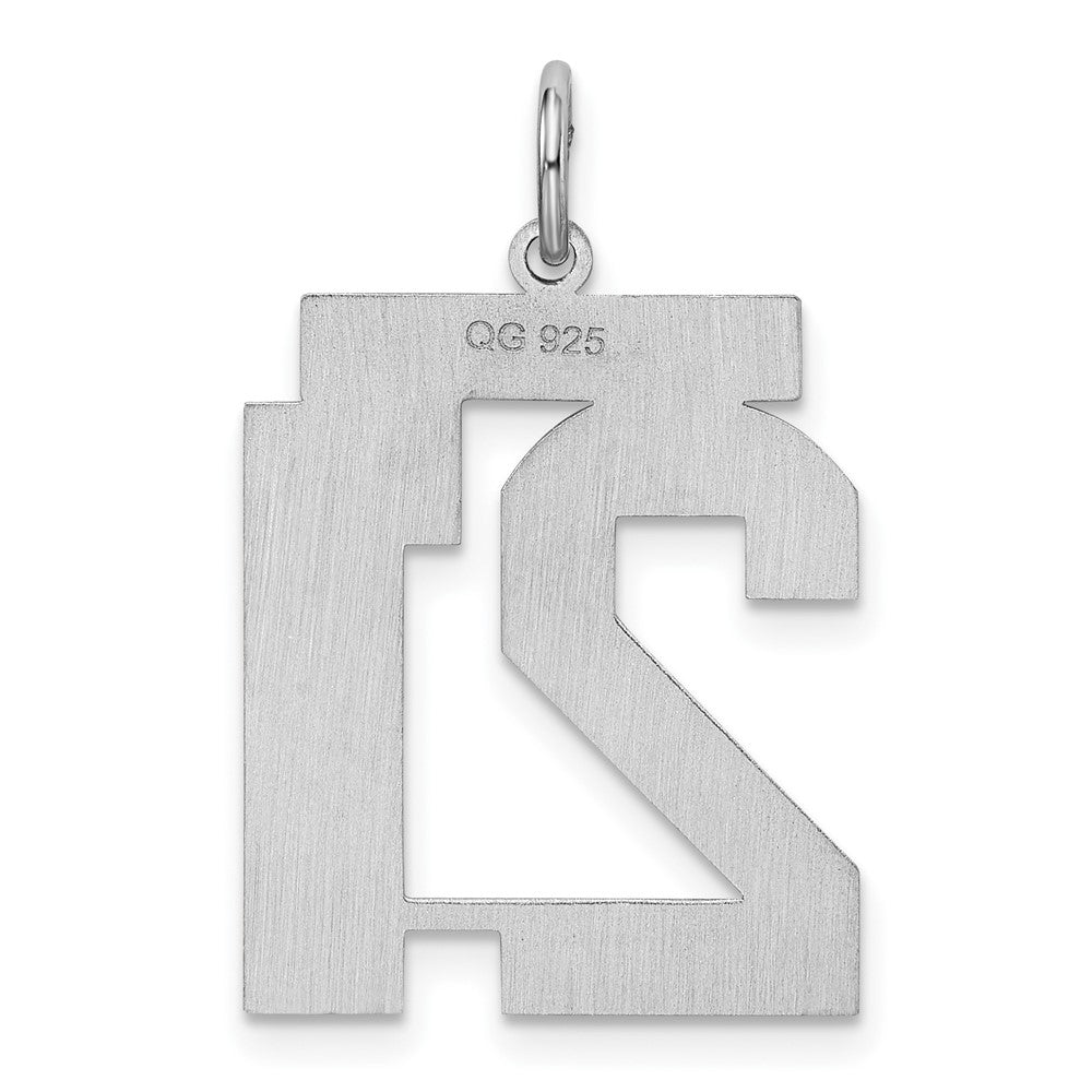 Sterling Silver/Rhodium-plated Satin Number 21 Charm