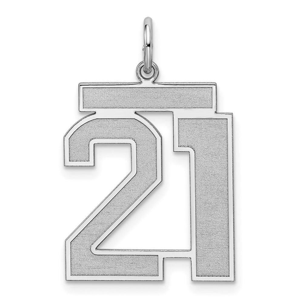 Sterling Silver/Rhodium-plated Satin Number 21 Charm