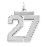 Sterling Silver/Rhodium-plated Satin Number 27 Charm