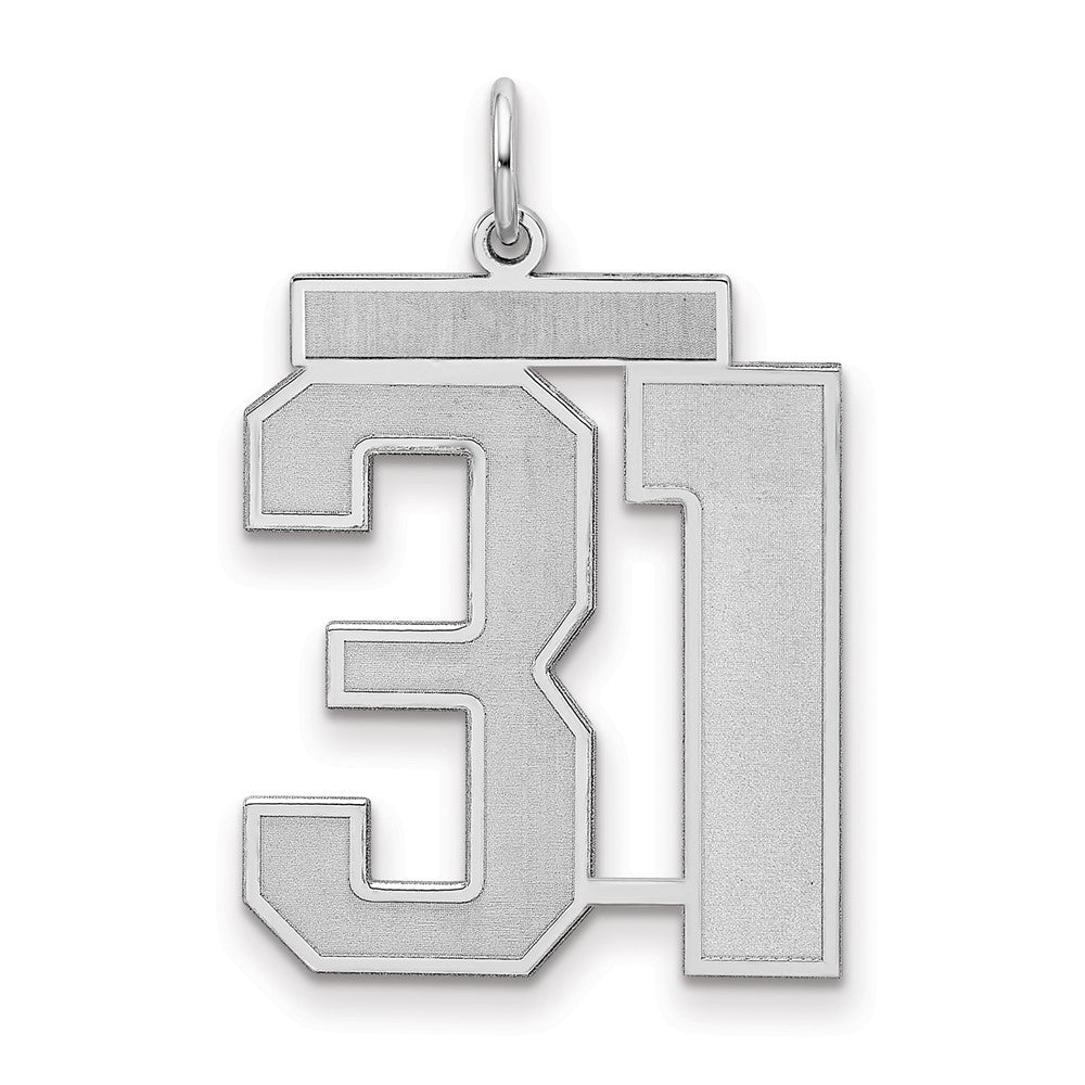Sterling Silver/Rhodium-plated Satin Number 31 Charm