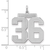 Sterling Silver/Rhodium-plated Satin Number 36 Charm