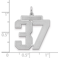 Sterling Silver/Rhodium-plated Satin Number 37 Charm