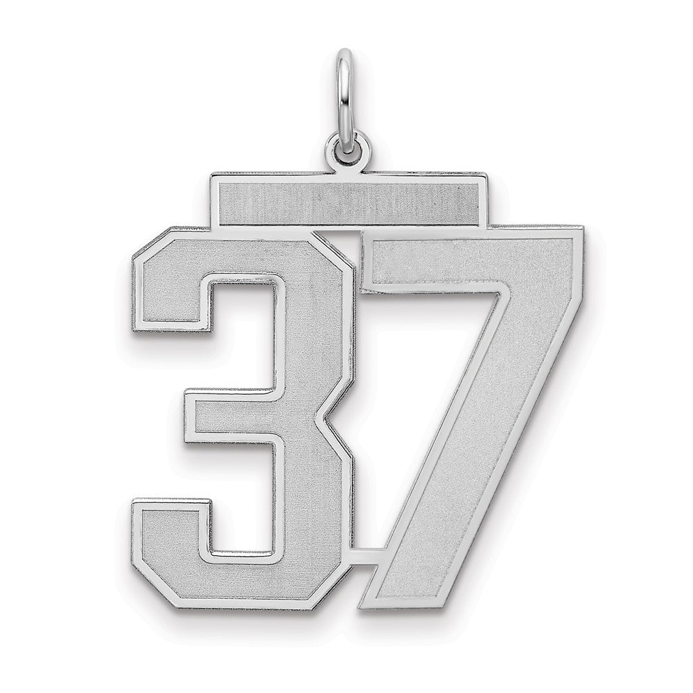 Sterling Silver/Rhodium-plated Satin Number 37 Charm