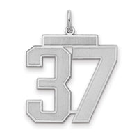 Sterling Silver/Rhodium-plated Satin Number 37 Charm