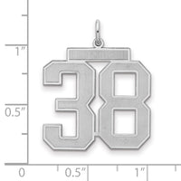 Sterling Silver/Rhodium-plated Satin Number 38 Charm