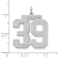 Sterling Silver/Rhodium-plated Satin Number 39 Charm