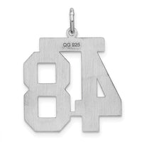 Sterling Silver/Rhodium-plated Satin Number 48 Charm