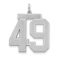 Sterling Silver/Rhodium-plated Satin Number 49 Charm
