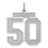 Sterling Silver/Rhodium-plated Satin Number 50 Charm