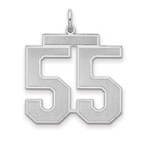 Sterling Silver/Rhodium-plated Satin Number 55 Charm