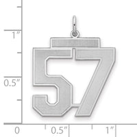 Sterling Silver/Rhodium-plated Satin Number 57 Charm