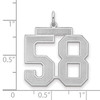 Sterling Silver/Rhodium-plated Satin Number 58 Charm