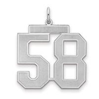Sterling Silver/Rhodium-plated Satin Number 58 Charm