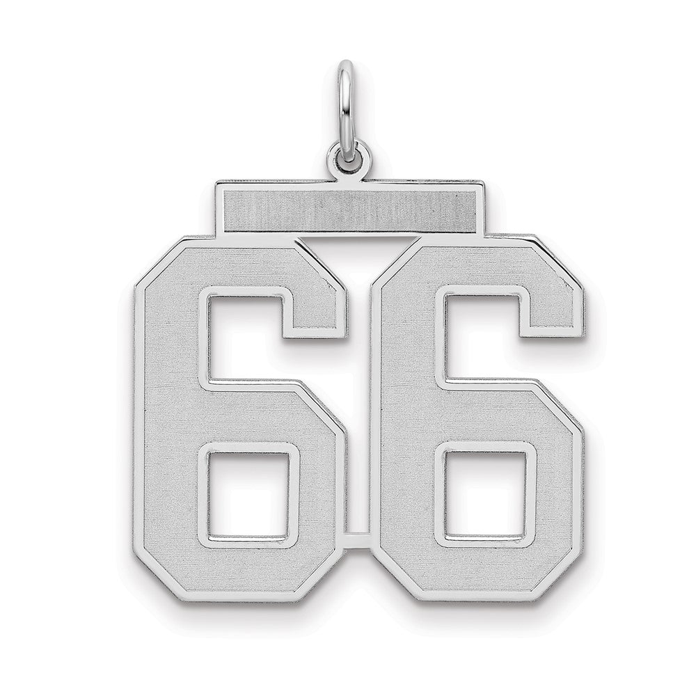 Sterling Silver/Rhodium-plated Satin Number 66 Charm