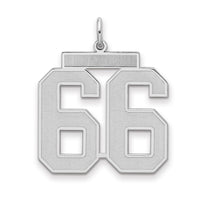 Sterling Silver/Rhodium-plated Satin Number 66 Charm