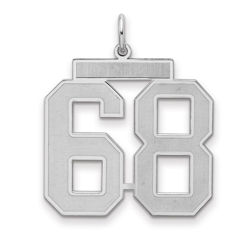 Sterling Silver/Rhodium-plated Satin Number 68 Charm