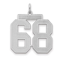 Sterling Silver/Rhodium-plated Satin Number 68 Charm