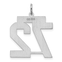 Sterling Silver/Rhodium-plated Satin Number 72 Charm