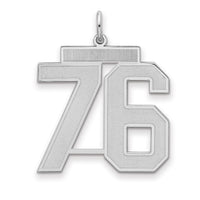 Sterling Silver/Rhodium-plated Satin Number 76 Charm
