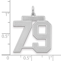 Sterling Silver/Rhodium-plated Satin Number 79 Charm