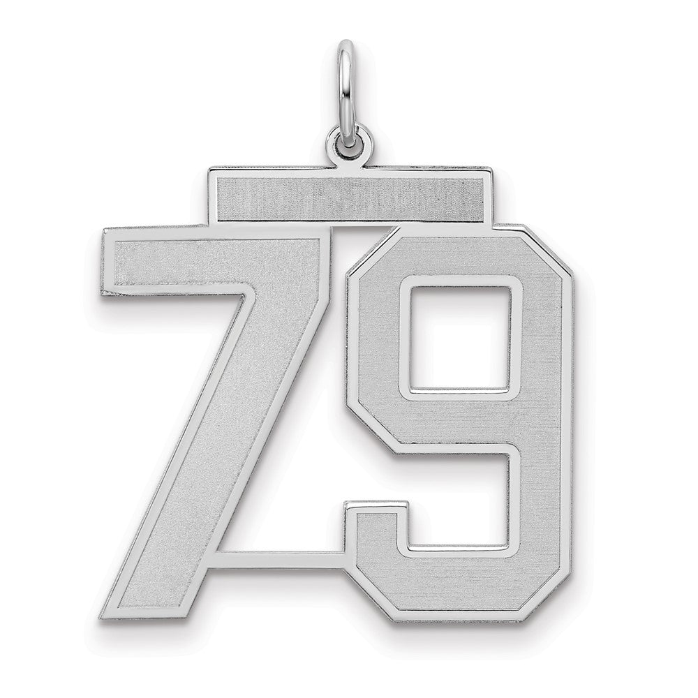 Sterling Silver/Rhodium-plated Satin Number 79 Charm
