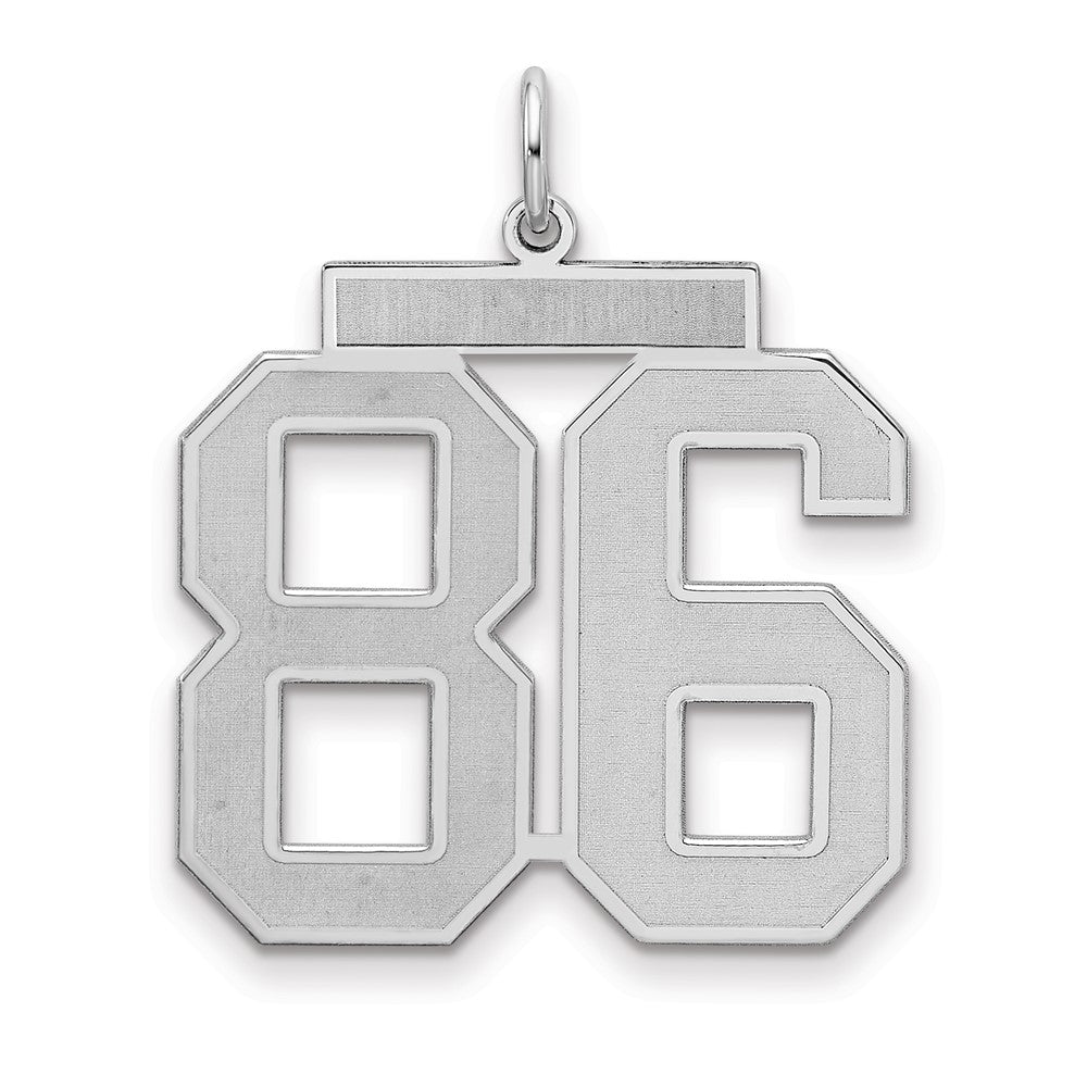Sterling Silver/Rhodium-plated Satin Number 86 Charm