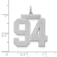 Sterling Silver/Rhodium-plated Satin Number 94 Charm