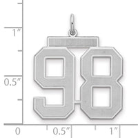 Sterling Silver/Rhodium-plated Satin Number 98 Charm
