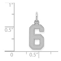 Sterling Silver/Rhodium-plated Satin Number 6 Charm