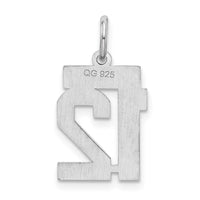 Sterling Silver/Rhodium-plated Satin Number 12 Charm