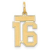 Sterling Silver/Gold-plated Satin Number 16 Charm