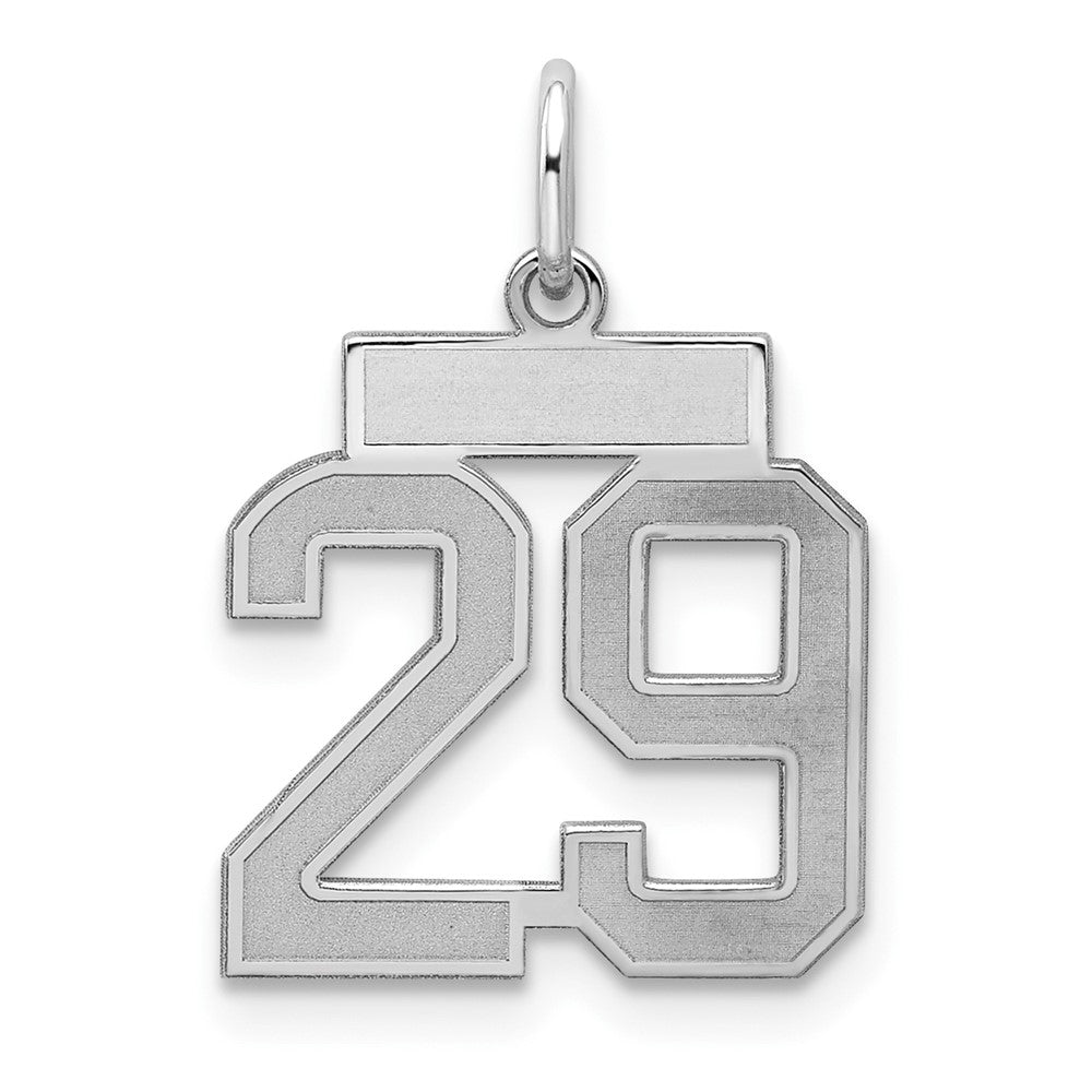 Sterling Silver/Rhodium-plated Satin Number 29 Charm