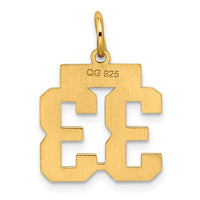 Sterling Silver/Gold-plated Satin Number 33 Charm