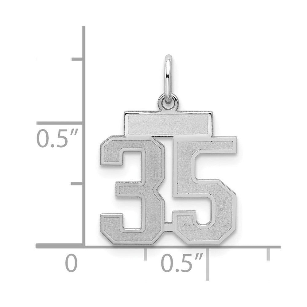 Sterling Silver/Rhodium-plated Satin Number 35 Charm