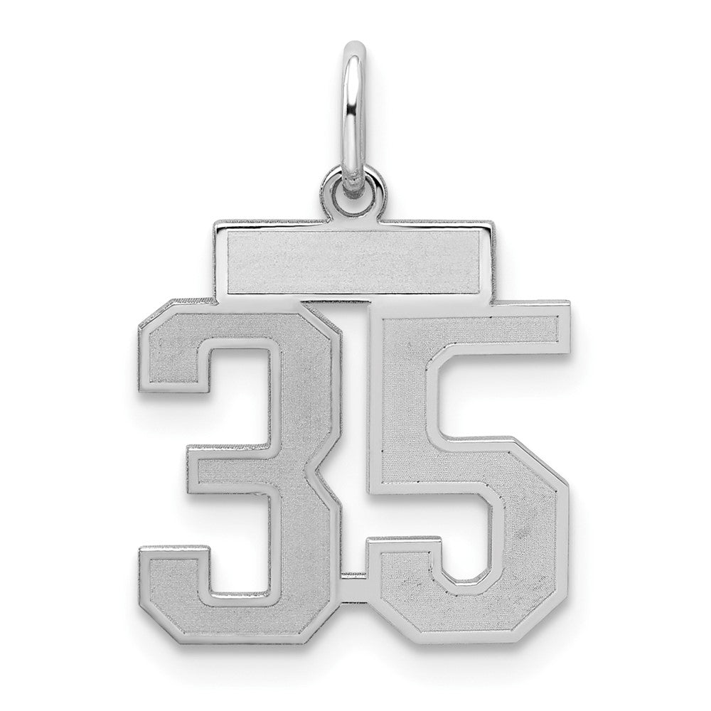 Sterling Silver/Rhodium-plated Satin Number 35 Charm
